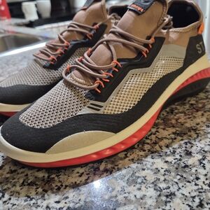 Ecco Men's Knit Sneakers in Brown, Black & Red